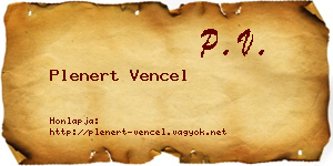 Plenert Vencel névjegykártya